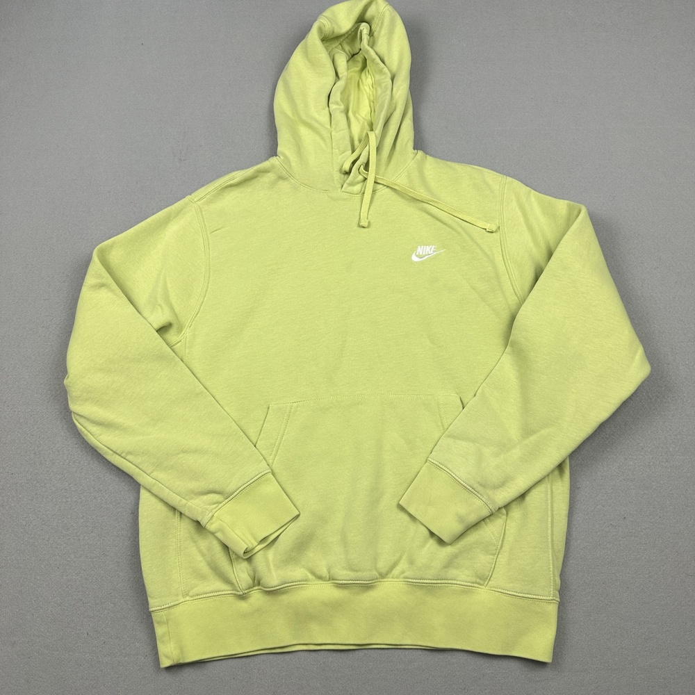 Nike Hoodie Men Medium Green Pullover Fleece Hooded Lined Pockets Embroidered *